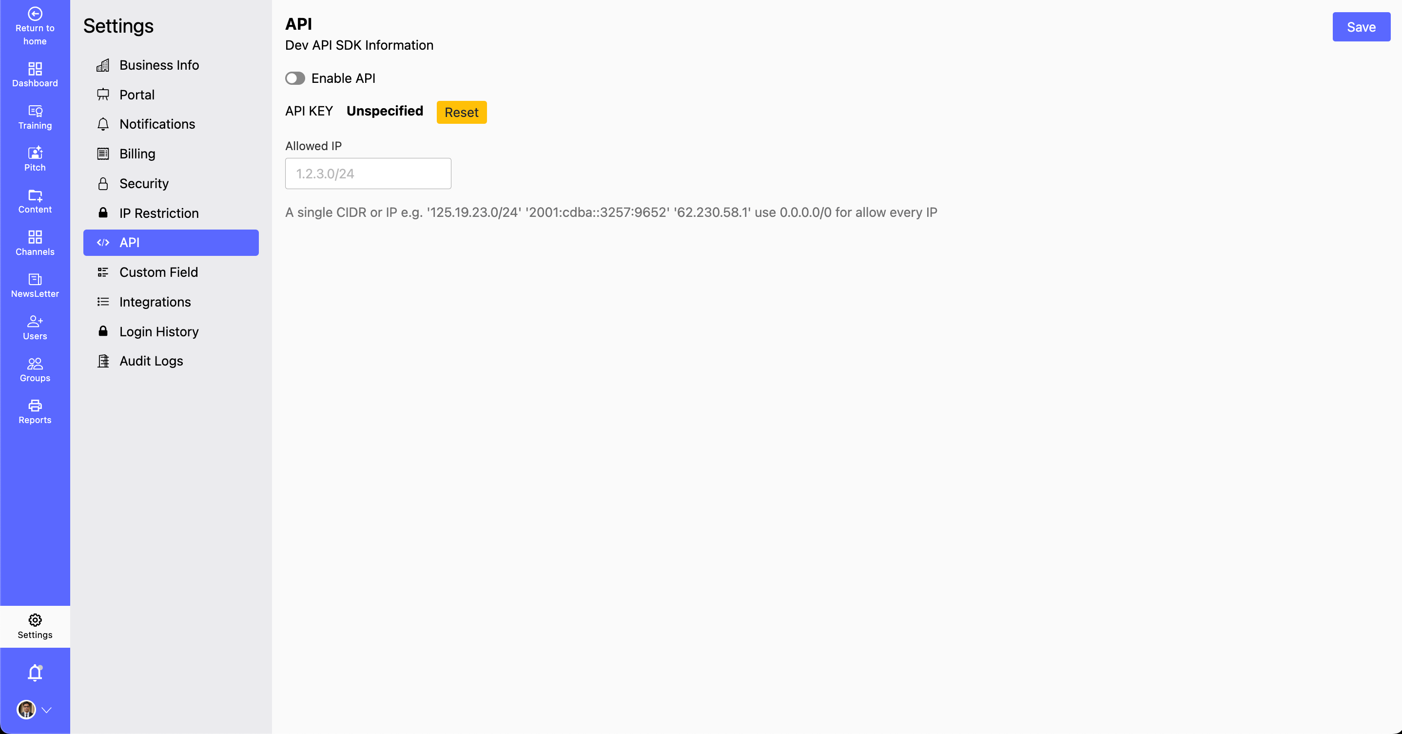 API Settings