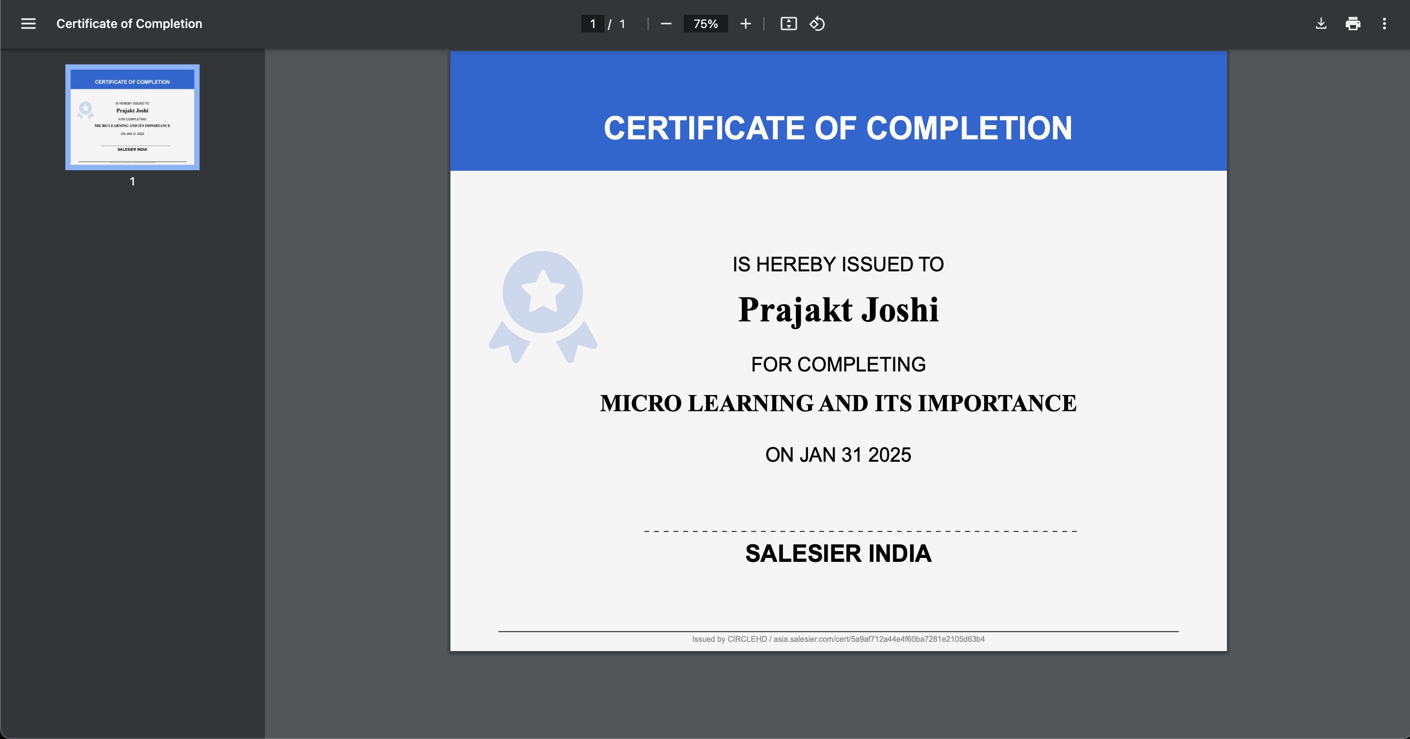 Completed training